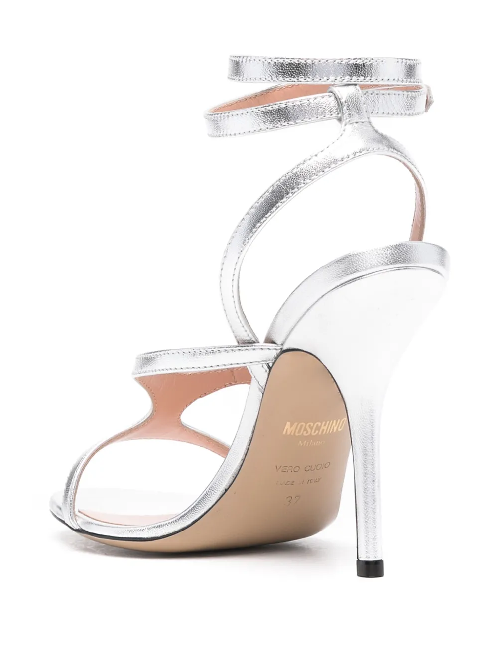Moschino 105mm logo-plaque sandals Silver