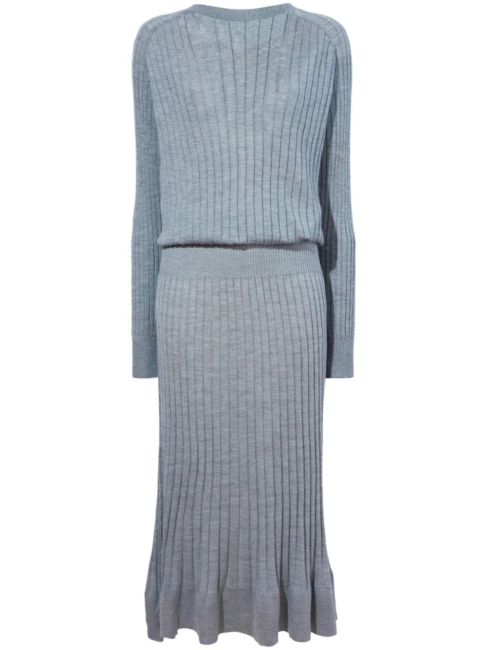 Proenza Schouler Knitted Long-sleeve Midi Dress In Gray