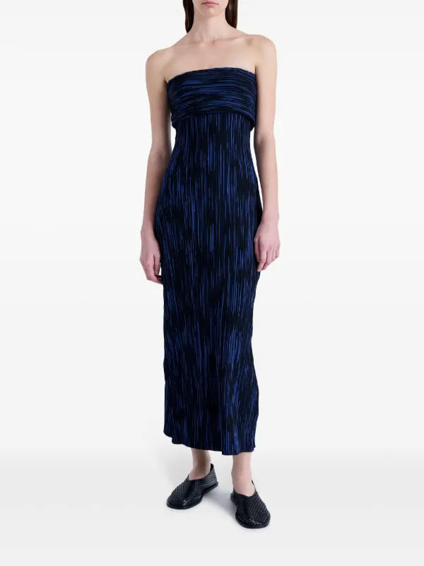 proenza schouler strapless blue dress Proenza Schouler Odette Strapless Silk-blend Maxi Dress in Blue