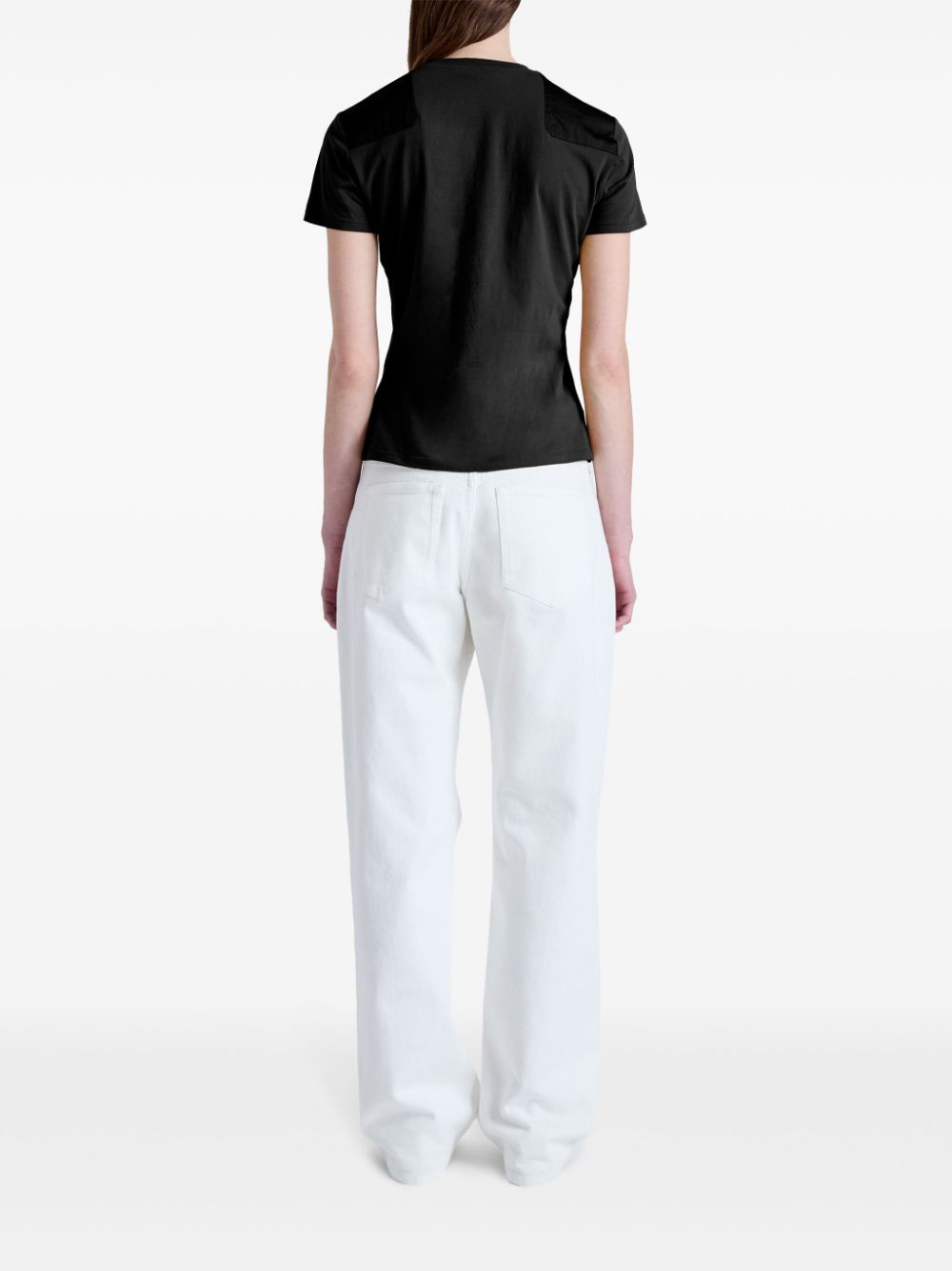 Shop Proenza Schouler White Label Patchwork-detailing Cotton-blend T-shirt In Black