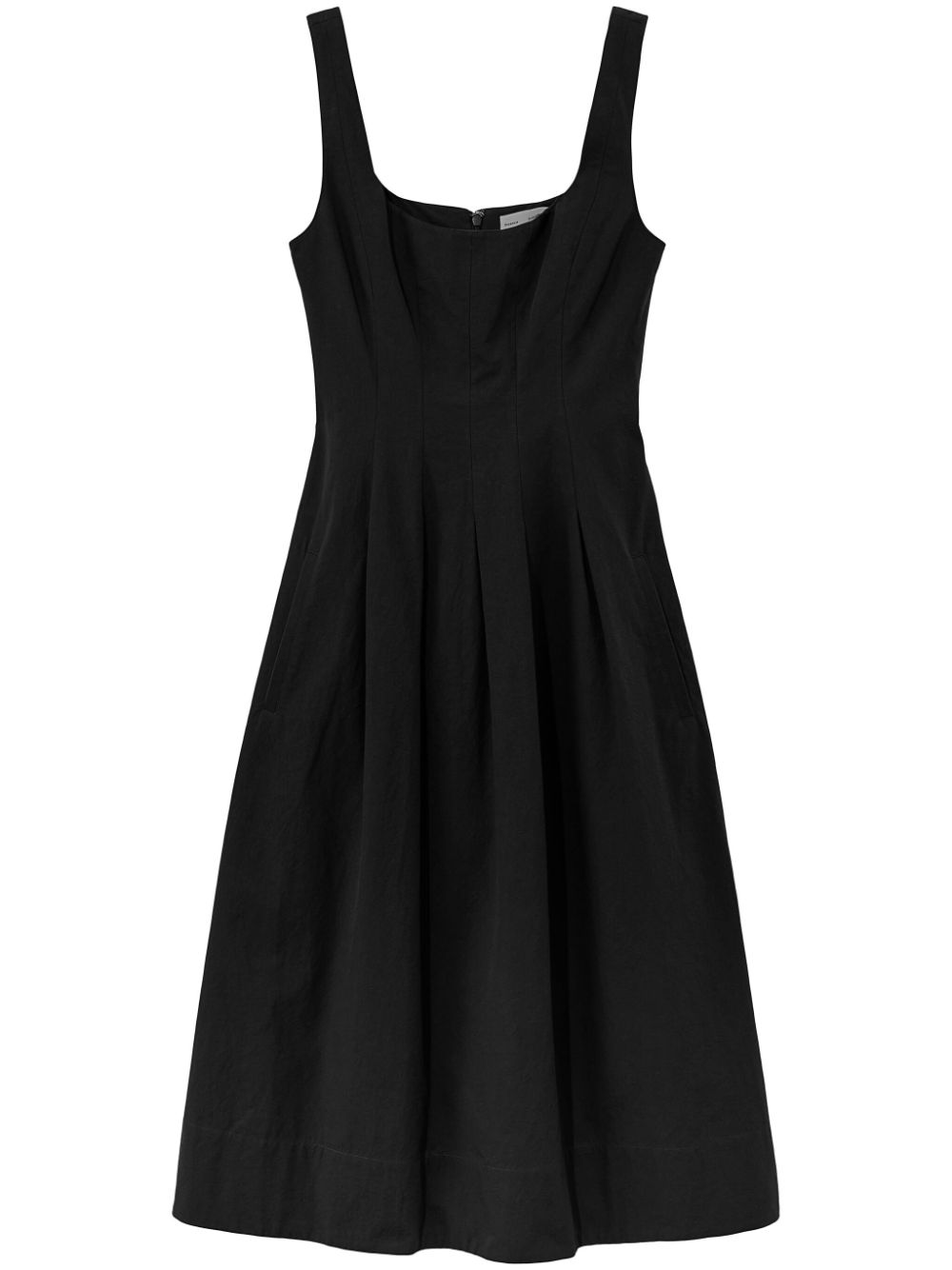 Proenza Schouler White Label Pleated Cotton-linen Blend Dress In Black