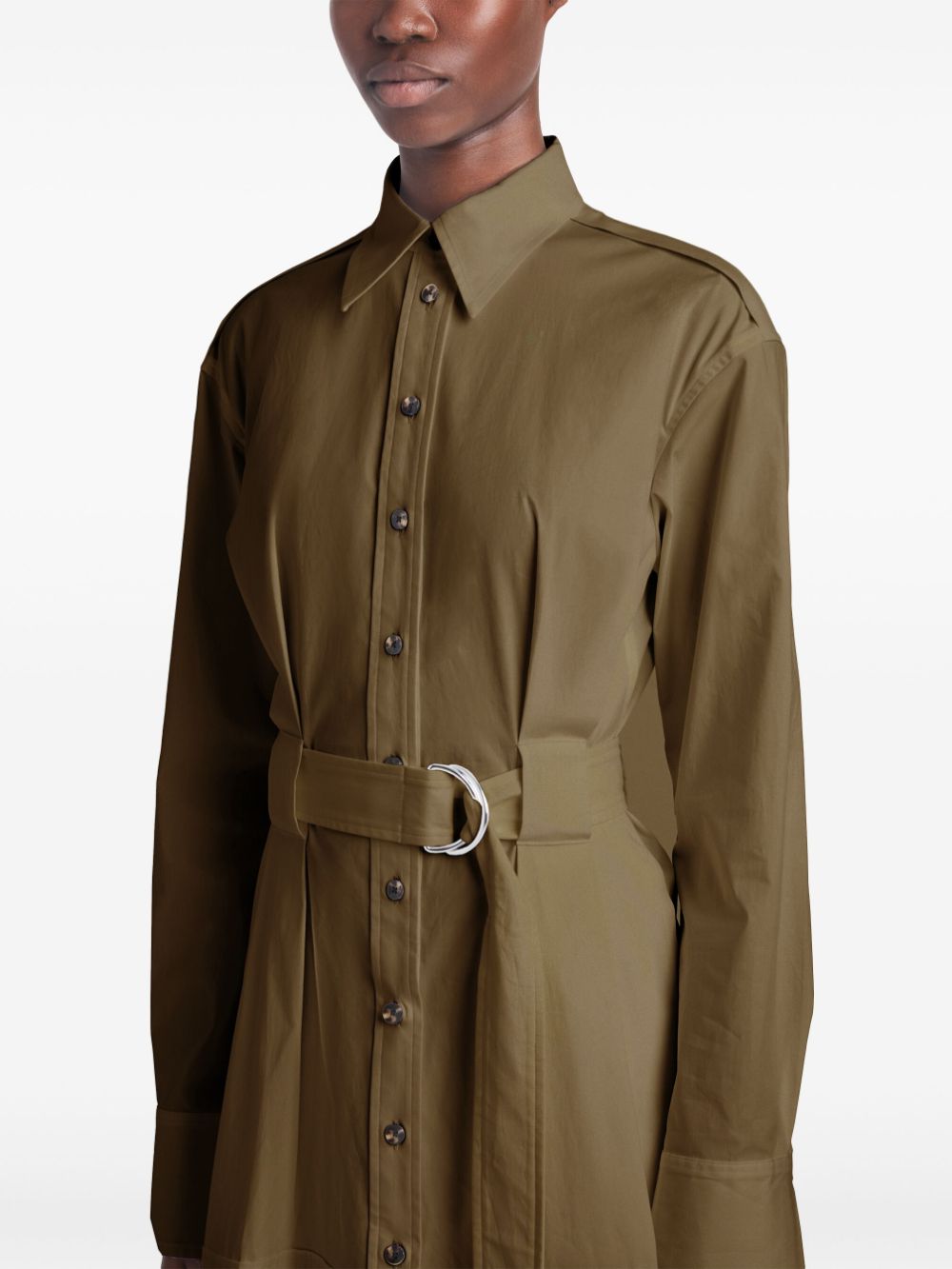 Shop Proenza Schouler Viola Belted Shirtdress In Green