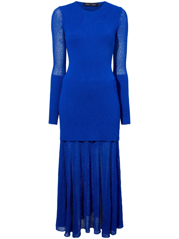 blue knit maxi dress Eden Dark Blue Metallic Knit Maxi Dress, L / Blue