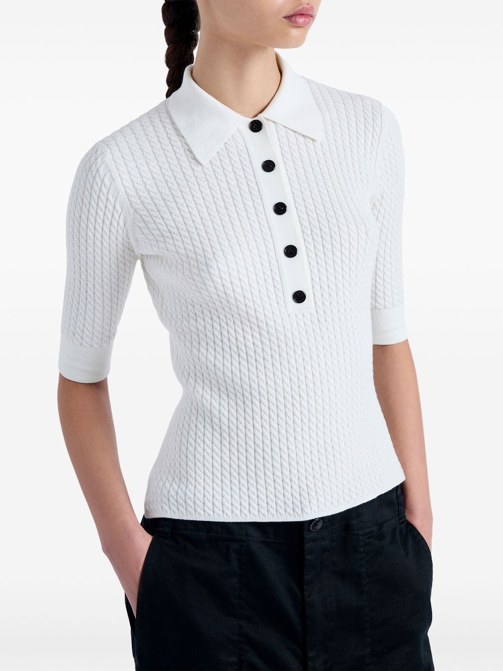 Proenza Schouler White Label Sera braided-knit polo shirt Women