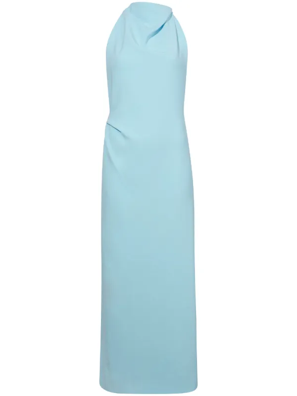 Proenza Schouler Selena high-neck Ruched Midi Dress | Blue | FARFETCH JO Proenza Schouler Selena high-neck Ruched Midi Dress | Blue | FARFETCH JO
