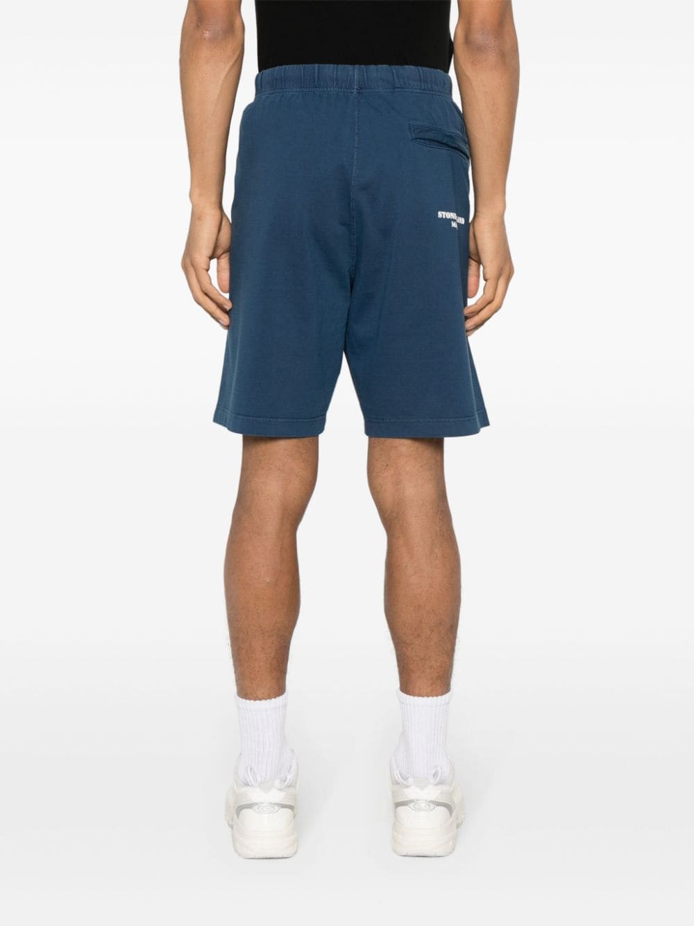 Shop Stone Island Marina Cotton Bermuda Shorts In Blue
