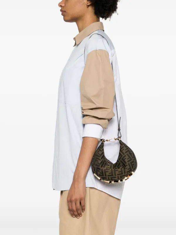 FENDI Mini Fendigraphy Jacquard Shoulder Bag | Brown | FARFETCH CA