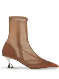 Mugler Fang 55mm pointed-toe mesh boots - Brown