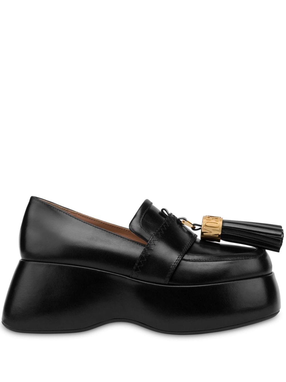 Moschino tassel-charm leather loafers Black