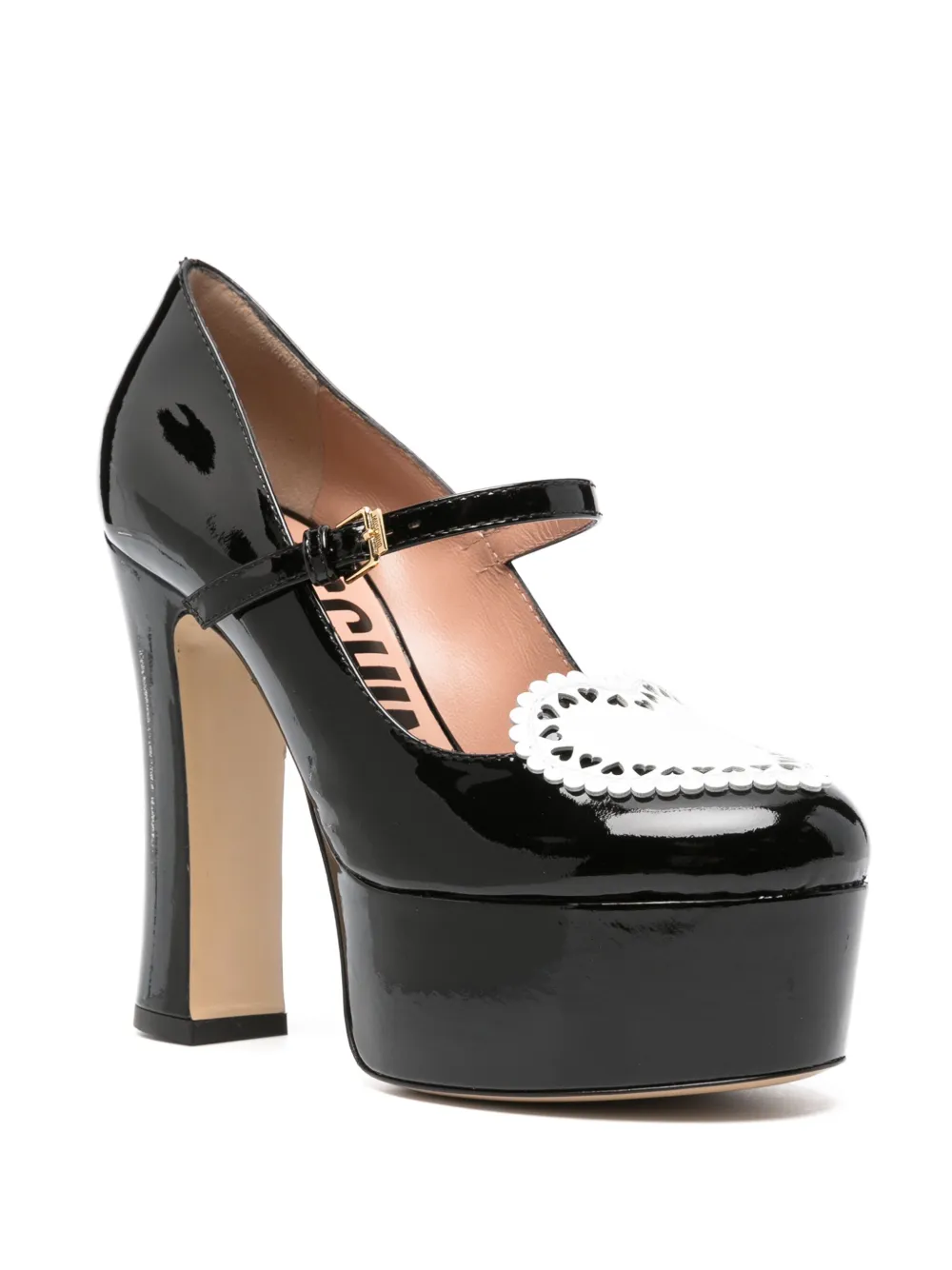Moschino 125mm heart-patch pumps - Zwart