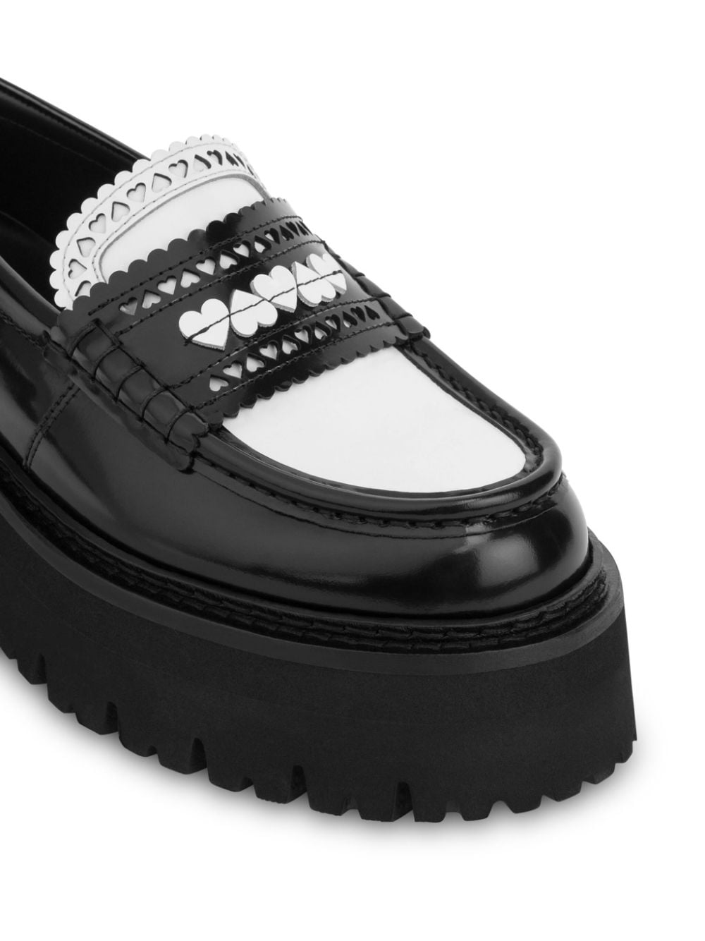 Moschino Leren loafers met plateauzool Zwart