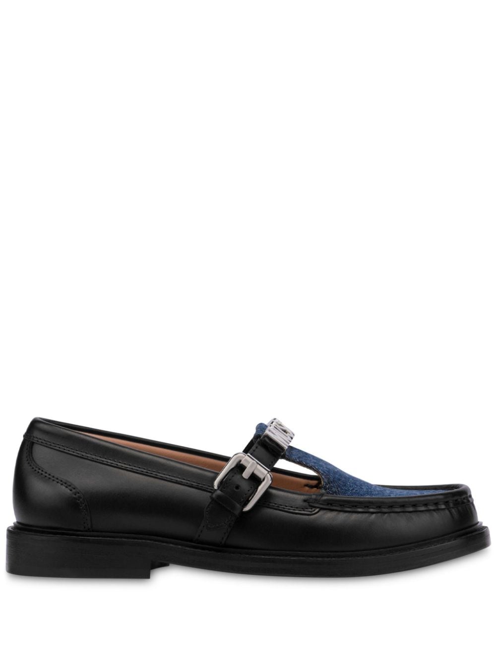 Moschino appliqué-logo leather loafers – Black