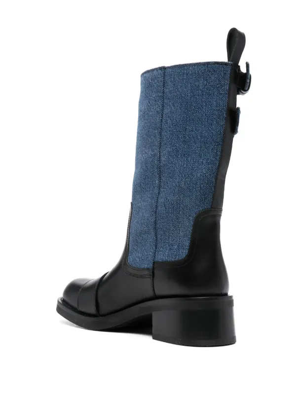 ロングブーツ Moschino FW23 BOOT WITH LOGO (MA15984G1H_M3600A) Moschino logo-buckle Detail Boots | Blue | FARFETCH