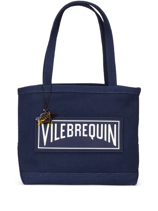 Vilebrequin logo appliqued Cotton Beach Bag Blue FARFETCH AE