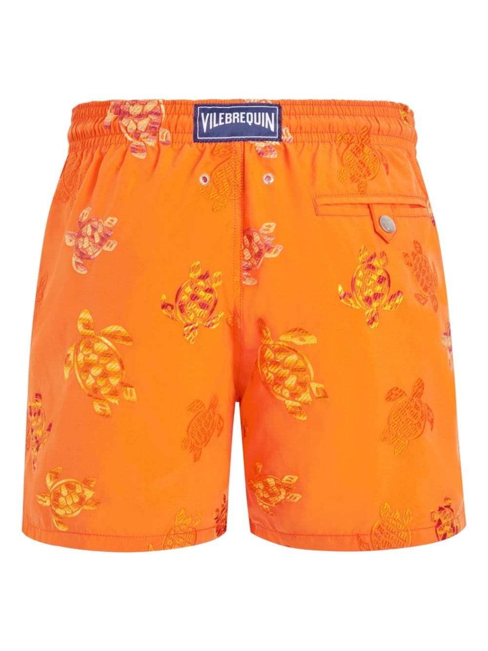 Shop Vilebrequin Mistral Tortue-print Embroidered Swim Shorts In Orange