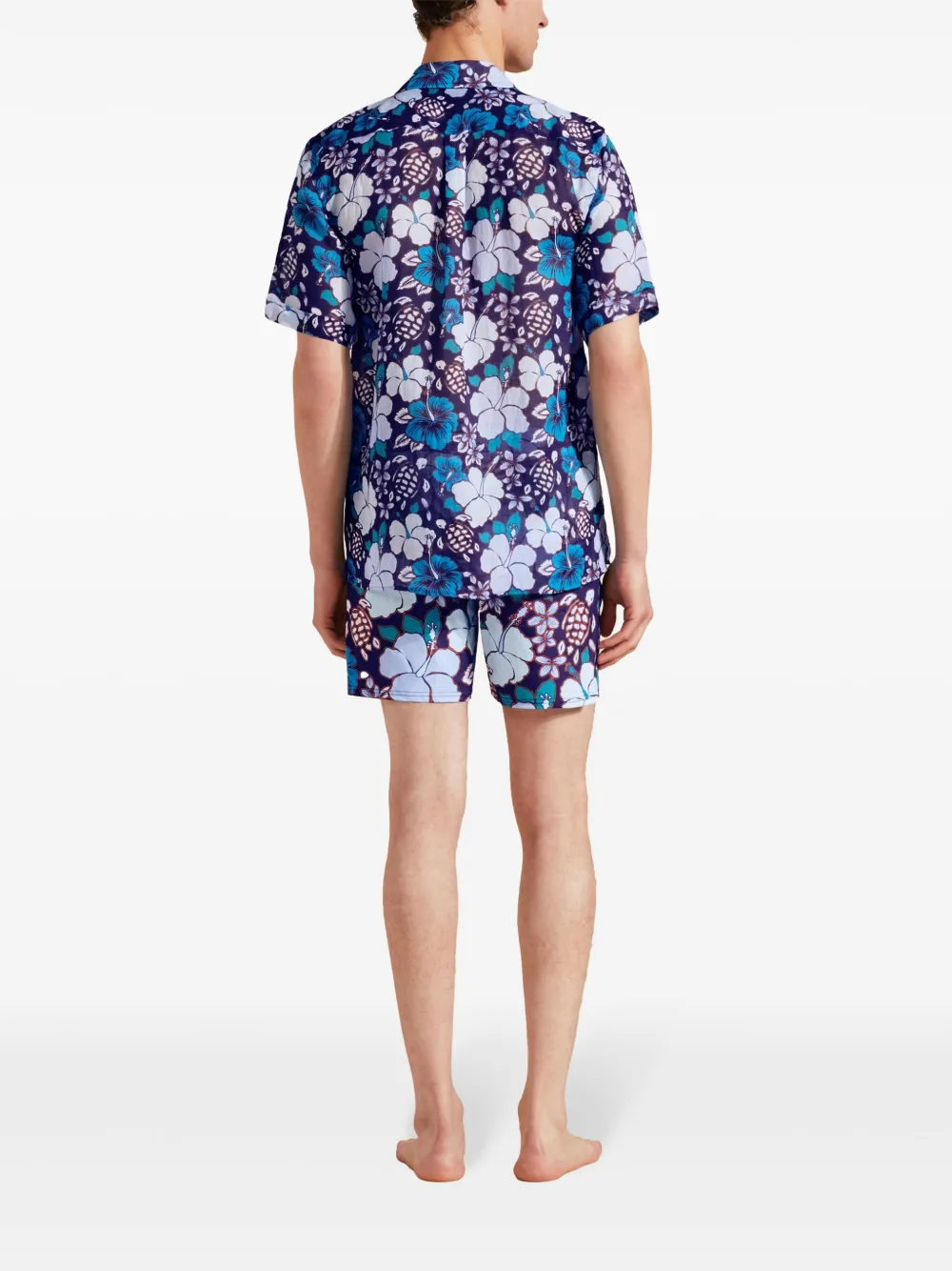 Vilebrequin Overhemd met bloemenprint en korte mouwen Blauw