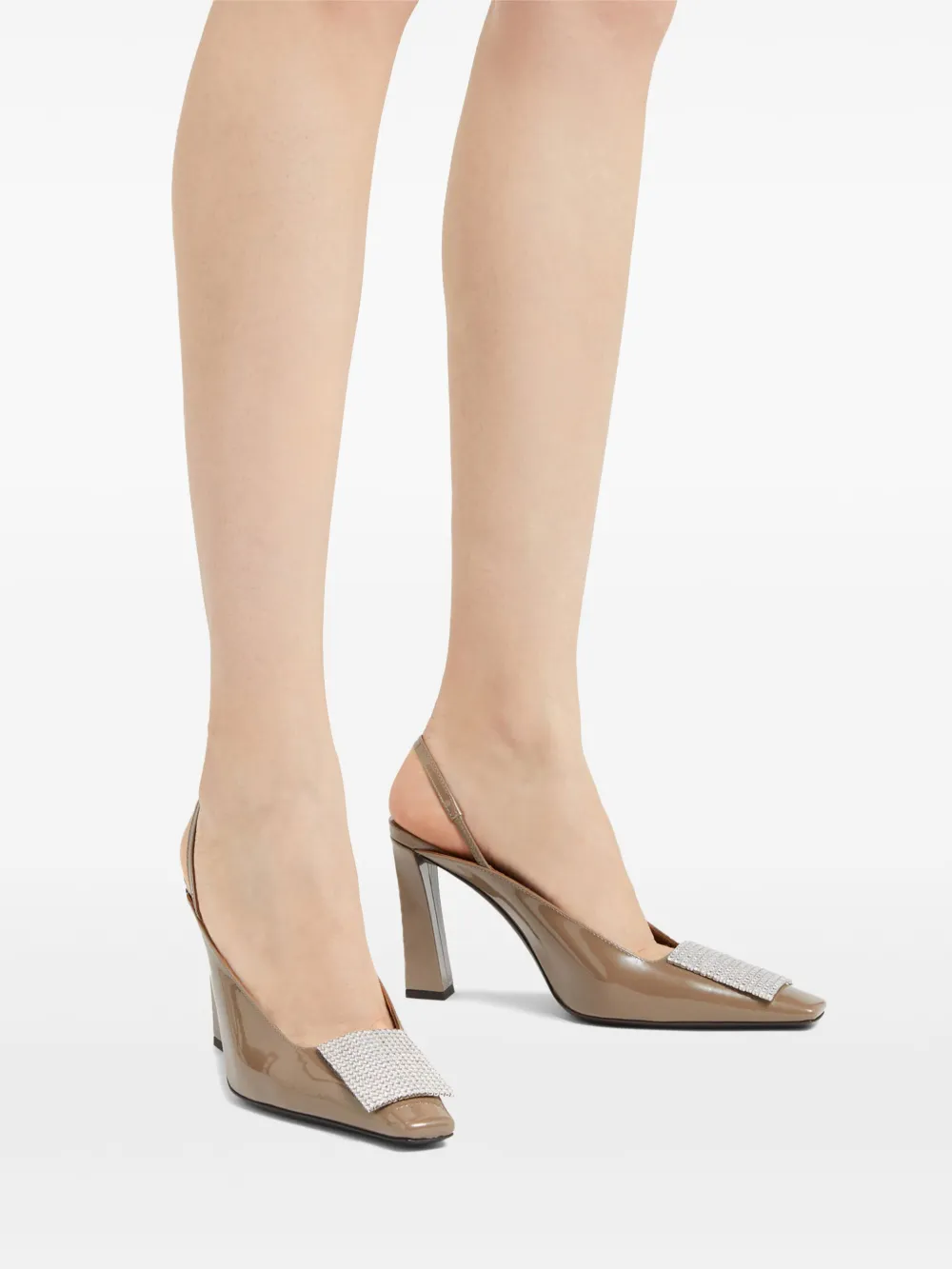 Giuseppe Zanotti Brendha crystal-embellished slingback pumps Grey