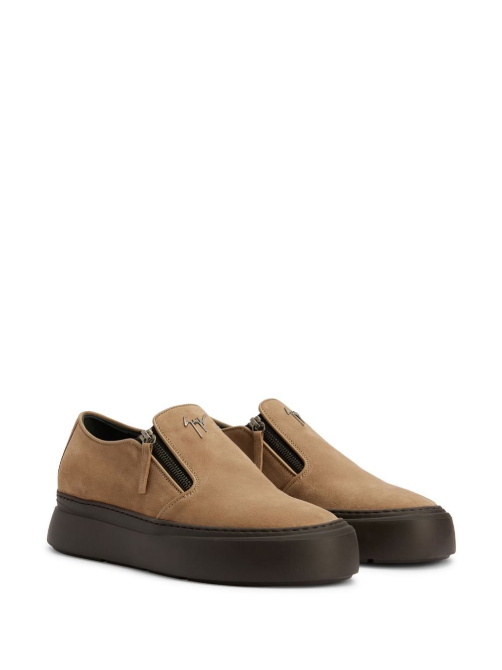 Giuseppe Zanotti Mike Zip suède loafers met ronde neus Bruin