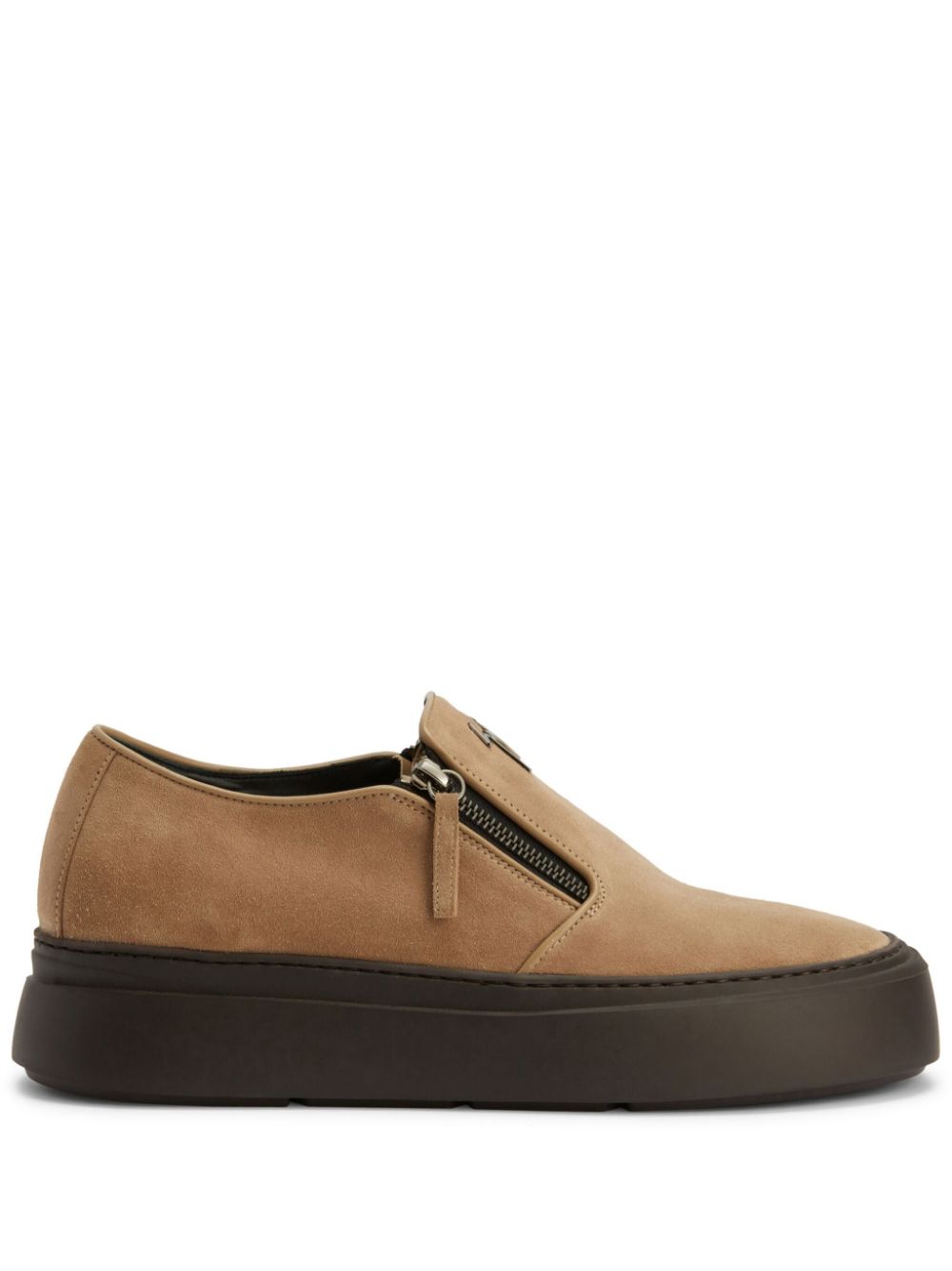 Giuseppe Zanotti Mike Zip round-toe suede loafers Brown