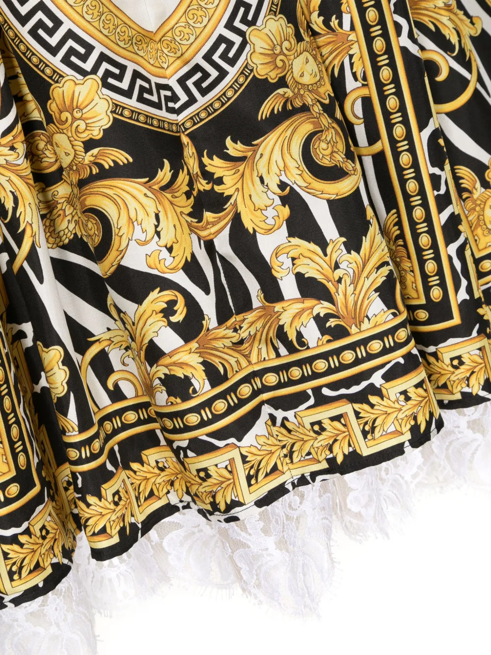 Versace Kids Barocco jurk met afwerking van kant Wit