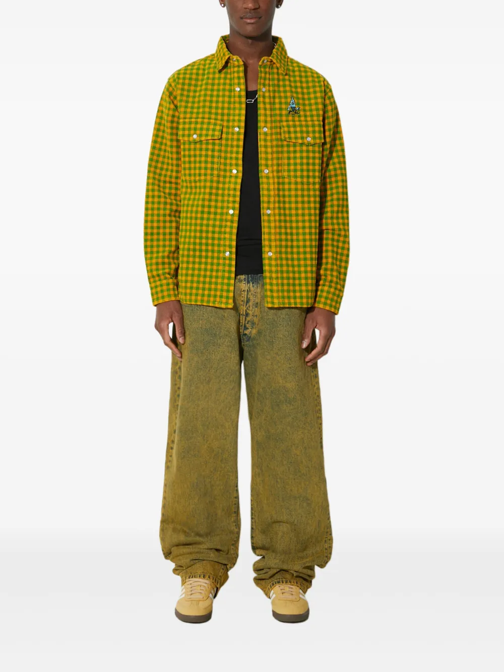 ICECREAM check embroidered shirt - Geel