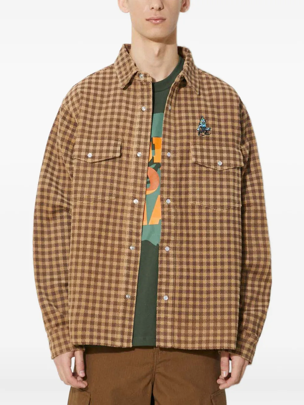 checked corduroy shirt jacket