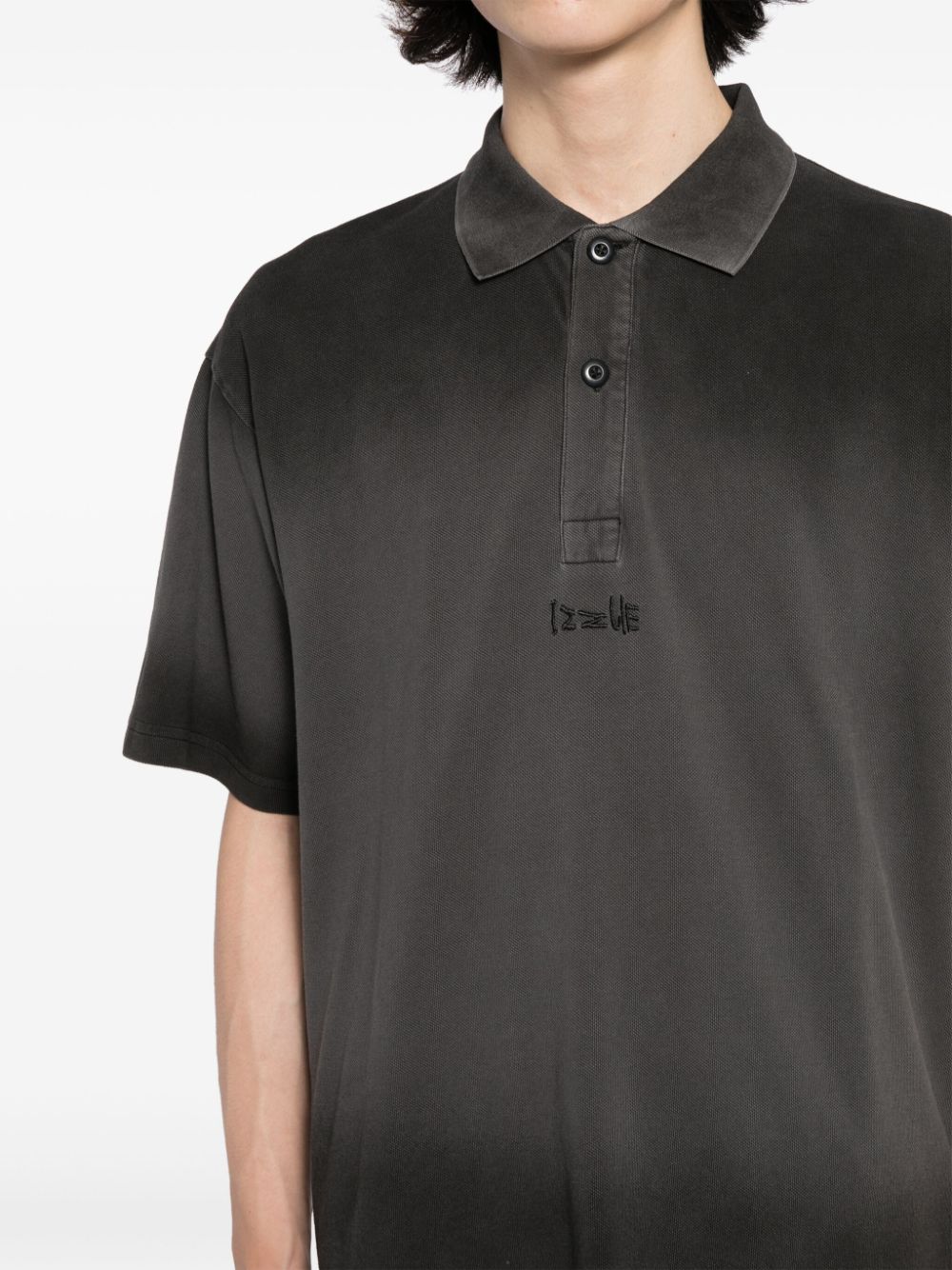 izzue Poloshirt met geborduurd logo Zwart