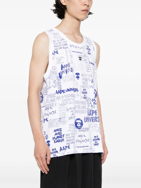 AAPE BY *A BATHING APE® sketch-print Cotton Tank Top | White