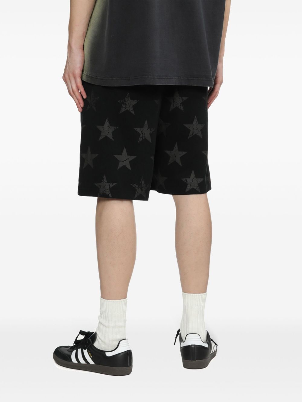 Shop Five Cm Star-print Drawstring Cotton Shorts In Black