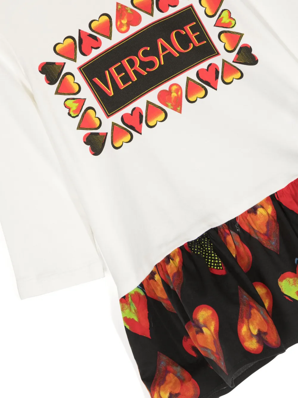 Shop Versace Heart-print Panelled Dress In Ya708