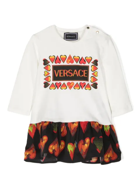 Versace Kids فستان بأجزاء مخيوطة وطبعة قلب