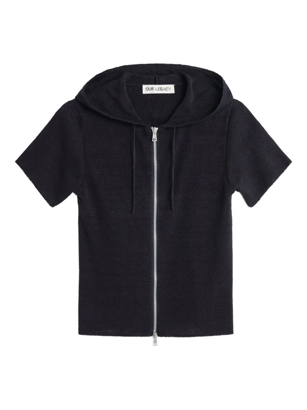 Our Legacy Short-sleeved Zipped Drawstring Hoodie In Black