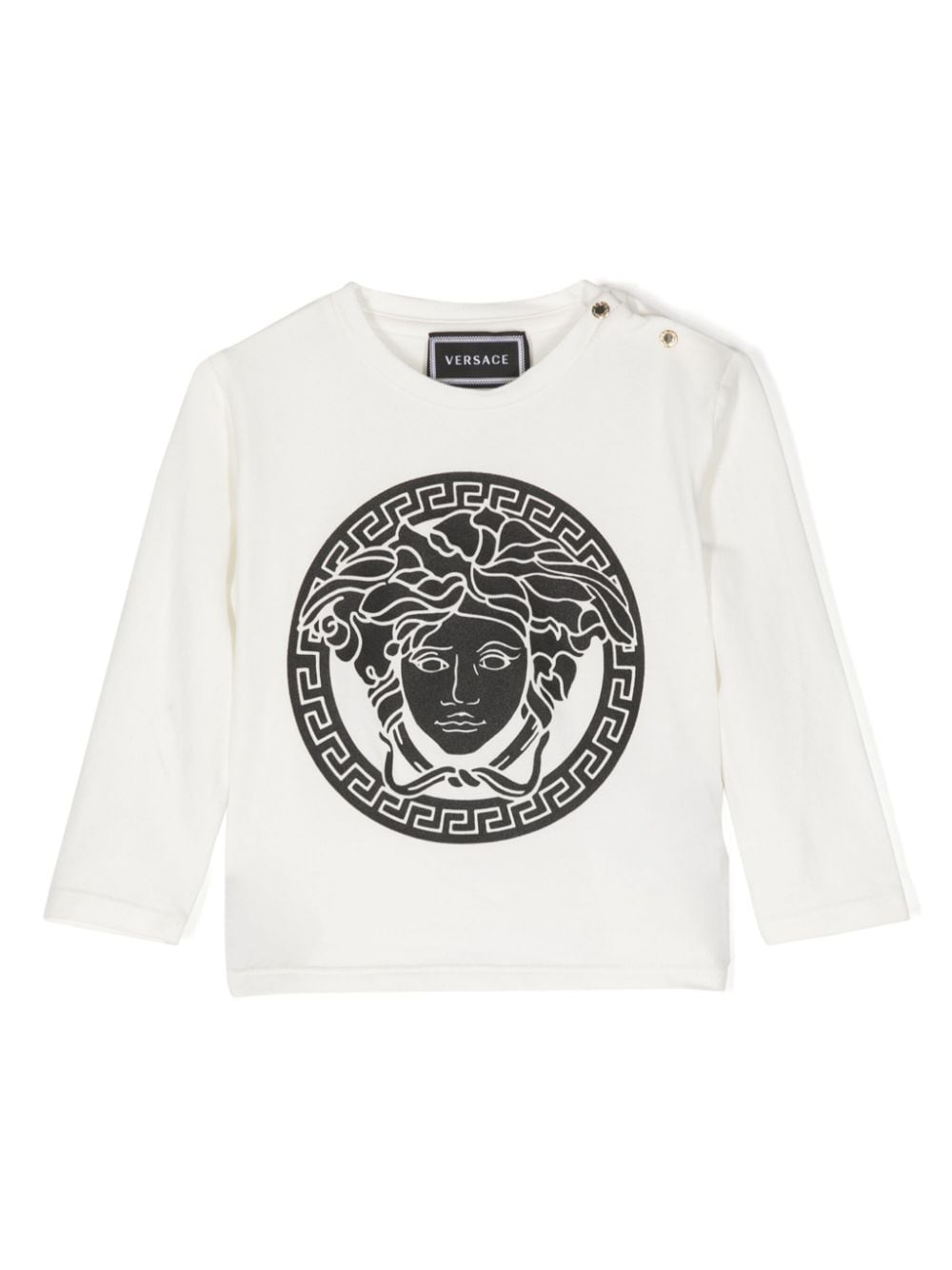 Versace Babies' Logo-print Cotton-blend Shirt In White