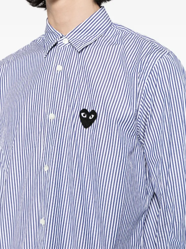 Comme Des Garçons Play logo-patch Cotton Shirt | Blue | FARFETCH IN