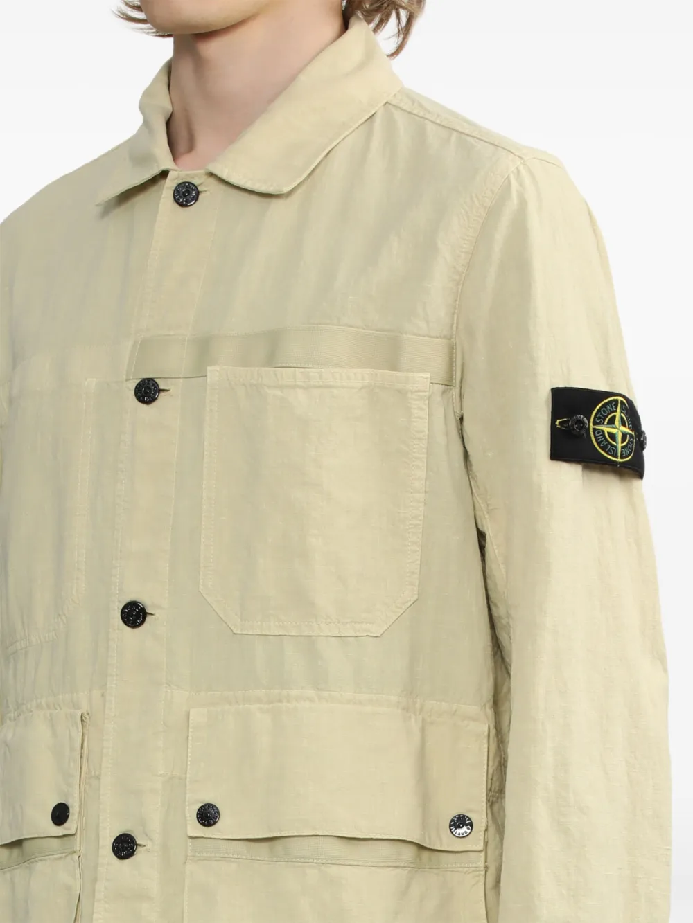 Shop Stone Island Compass-badge Shirt Jacket In Neutrals