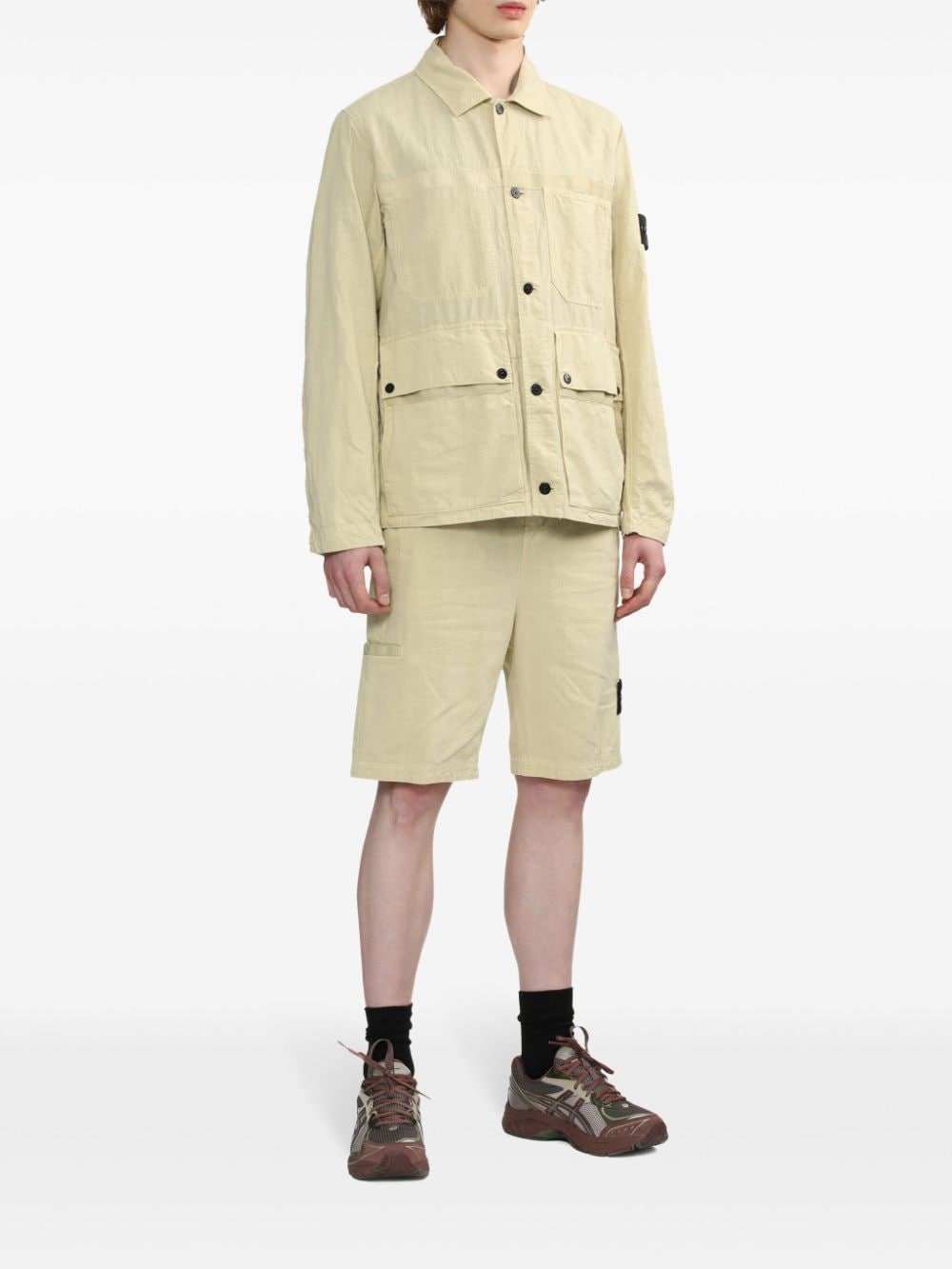 Stone Island Shirtjack met Compass-patch - Beige