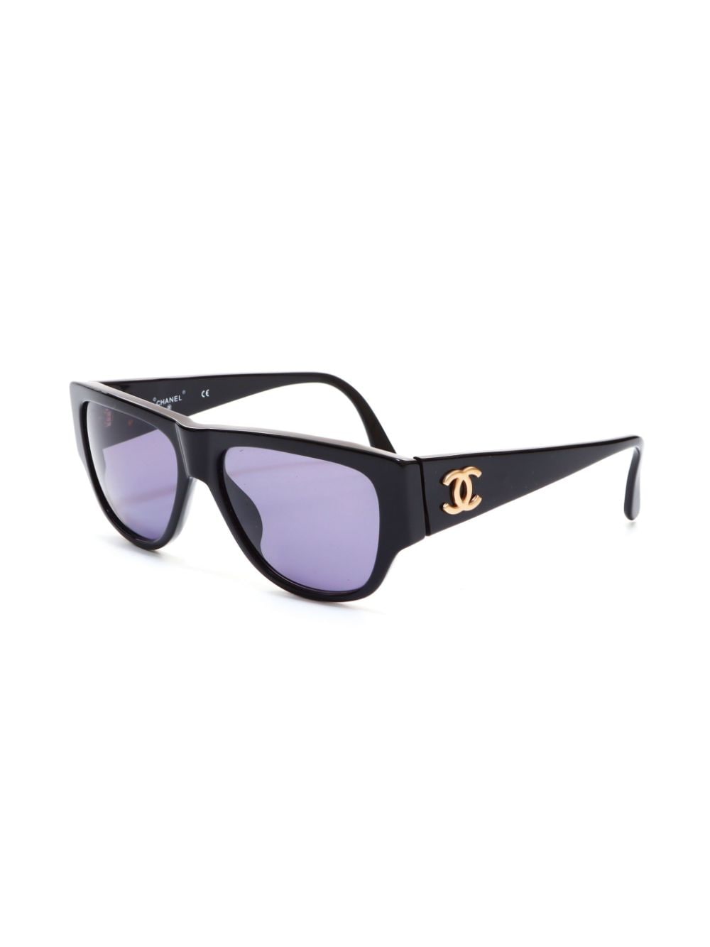 CHANEL Pre-Owned 2000s CC plaque shield sunglasses - Zwart