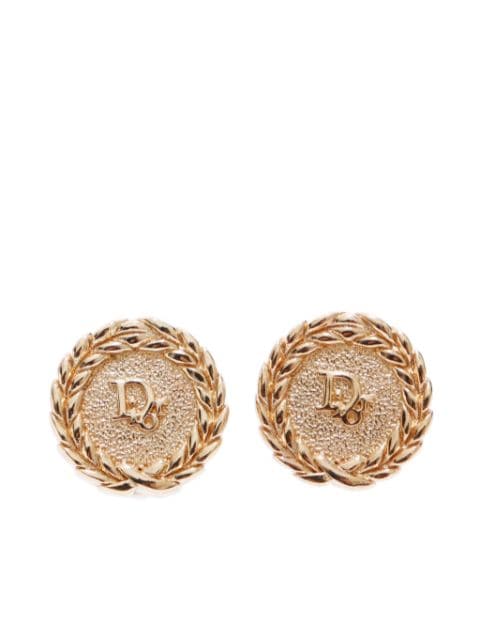 Christian Dior Pre-Owned logo-embossed clip-on earrings