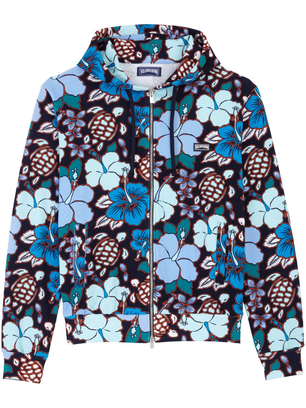 Vilebrequin floral-print zip-up hoodie Blauw