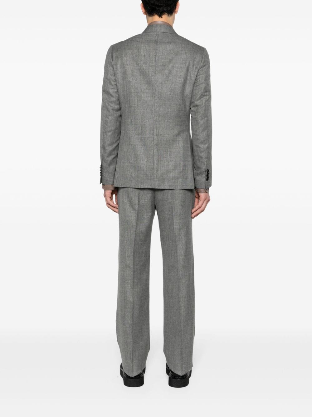 Shop Lardini Double-breasted Wool-blend Suit In Grey