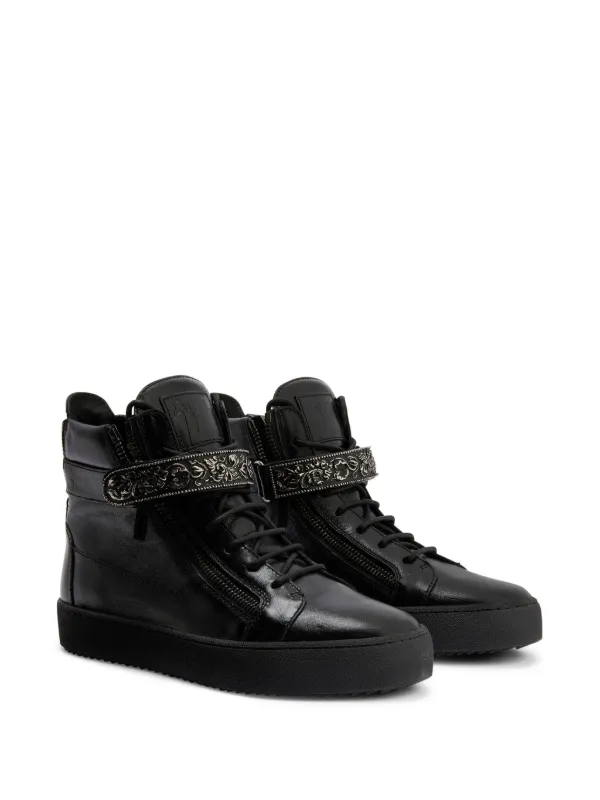 Giuseppe Zanotti Coby Leather Sneakers Black FARFETCH IN