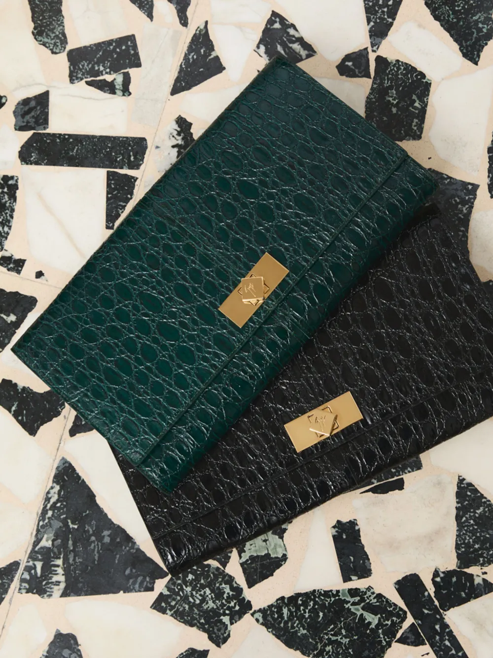 Giuseppe Zanotti Montserrat Croco clutch Groen