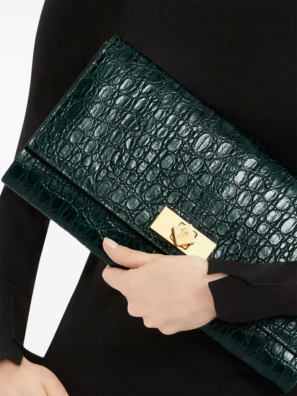 Giuseppe Zanotti Montserrat Croco clutch - Groen