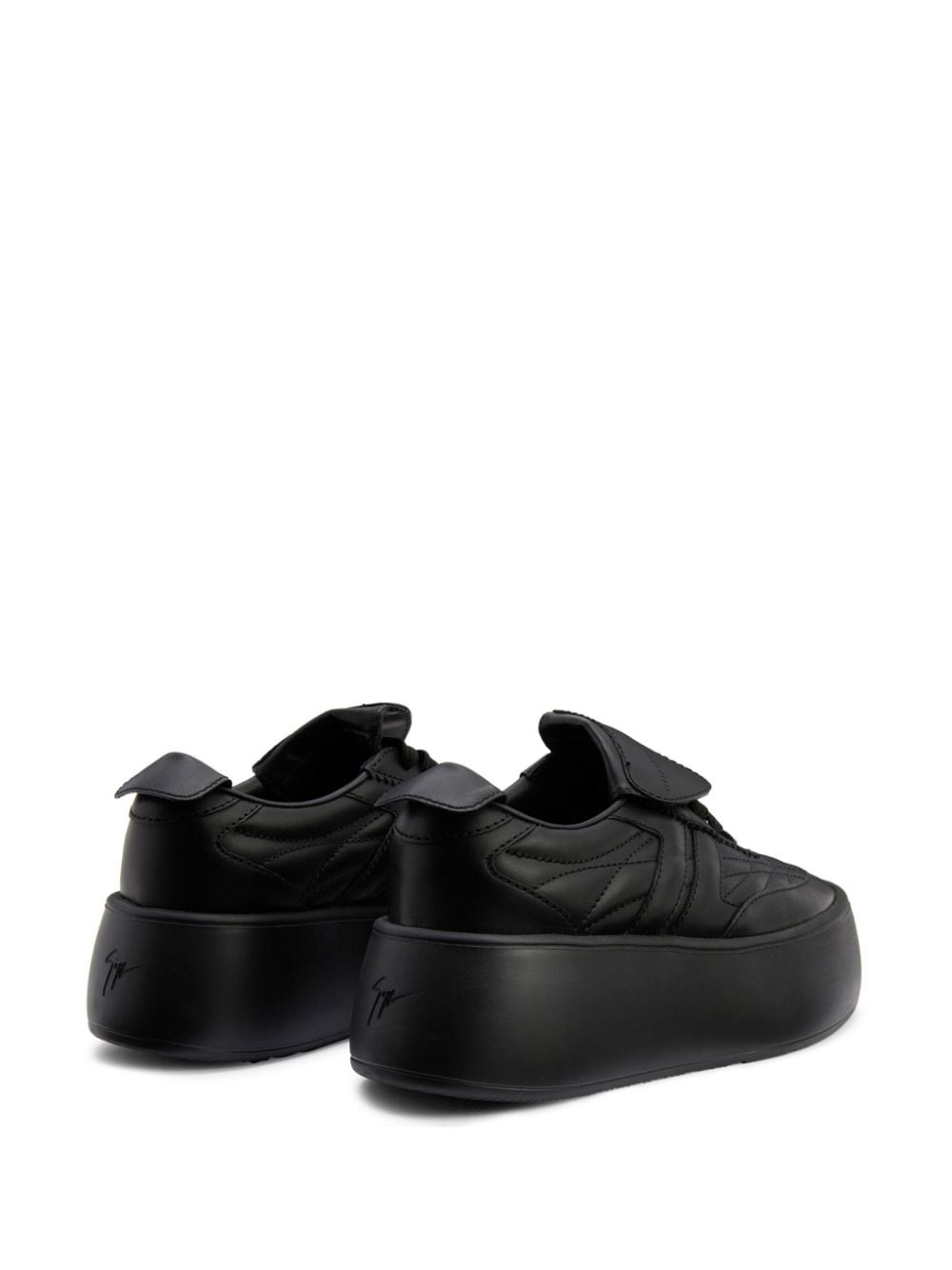 Shop Giuseppe Zanotti League Maxi Leather Sneakers In Black