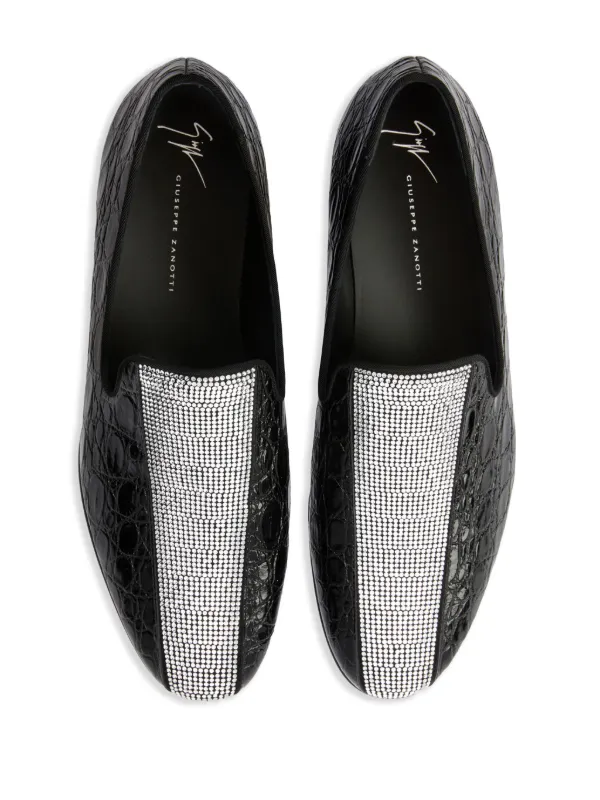 Giuseppe Zanotti Tuxedo Diamond Leather Loafers | Black | FARFETCH CA