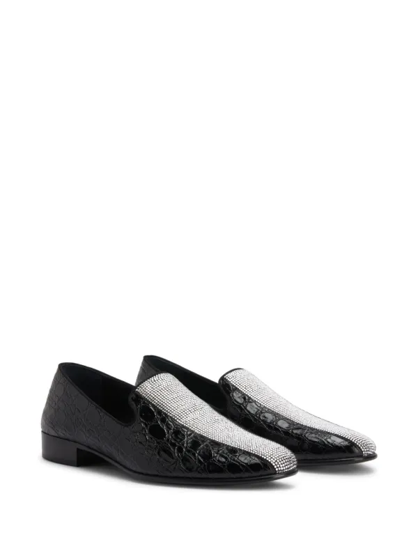 Giuseppe Zanotti Tuxedo Diamond Leather Loafers | Black  display picture 3