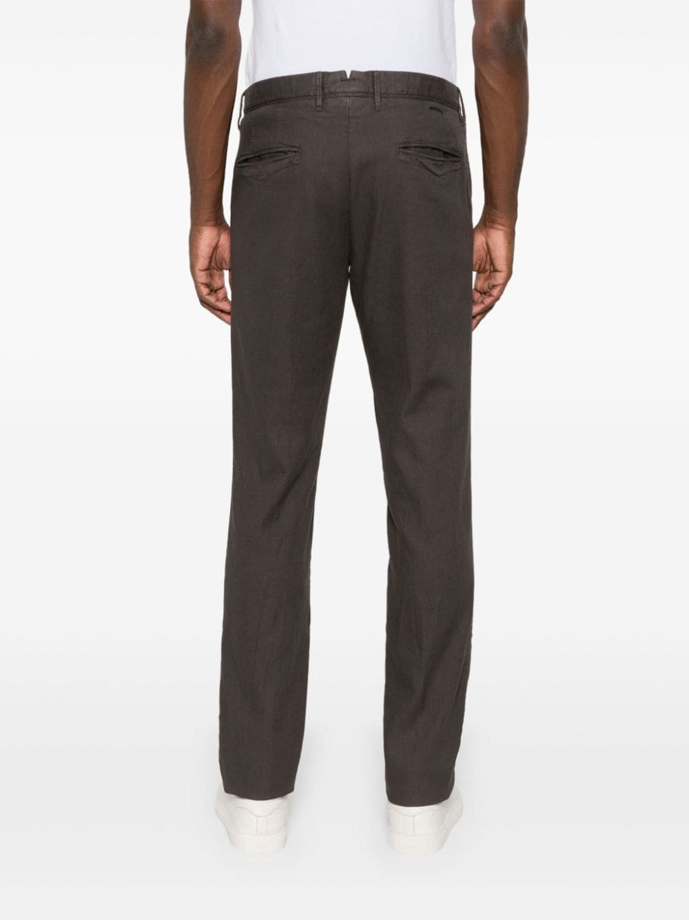 Shop Incotex Logo-embroidered Trousers In Brown