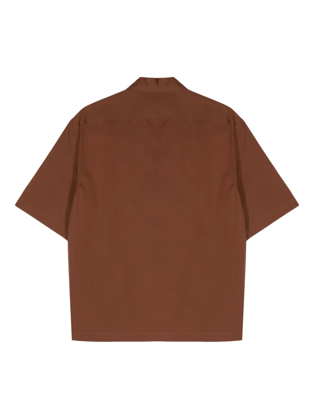 Shop Lardini Cuban-collar Cotton Shirt In Brown