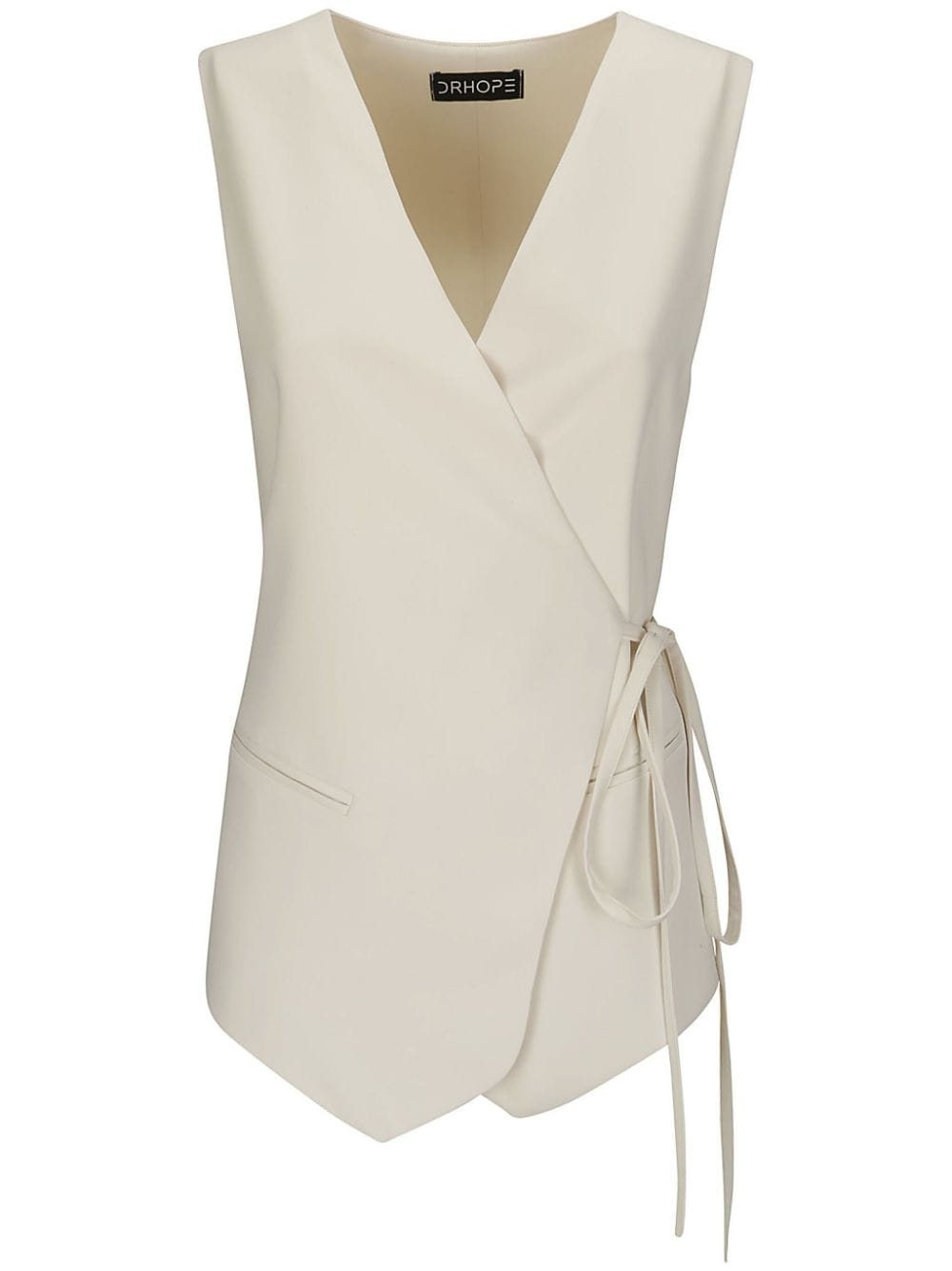 Drhope Sleeveless Tie-front Waistcoat In White