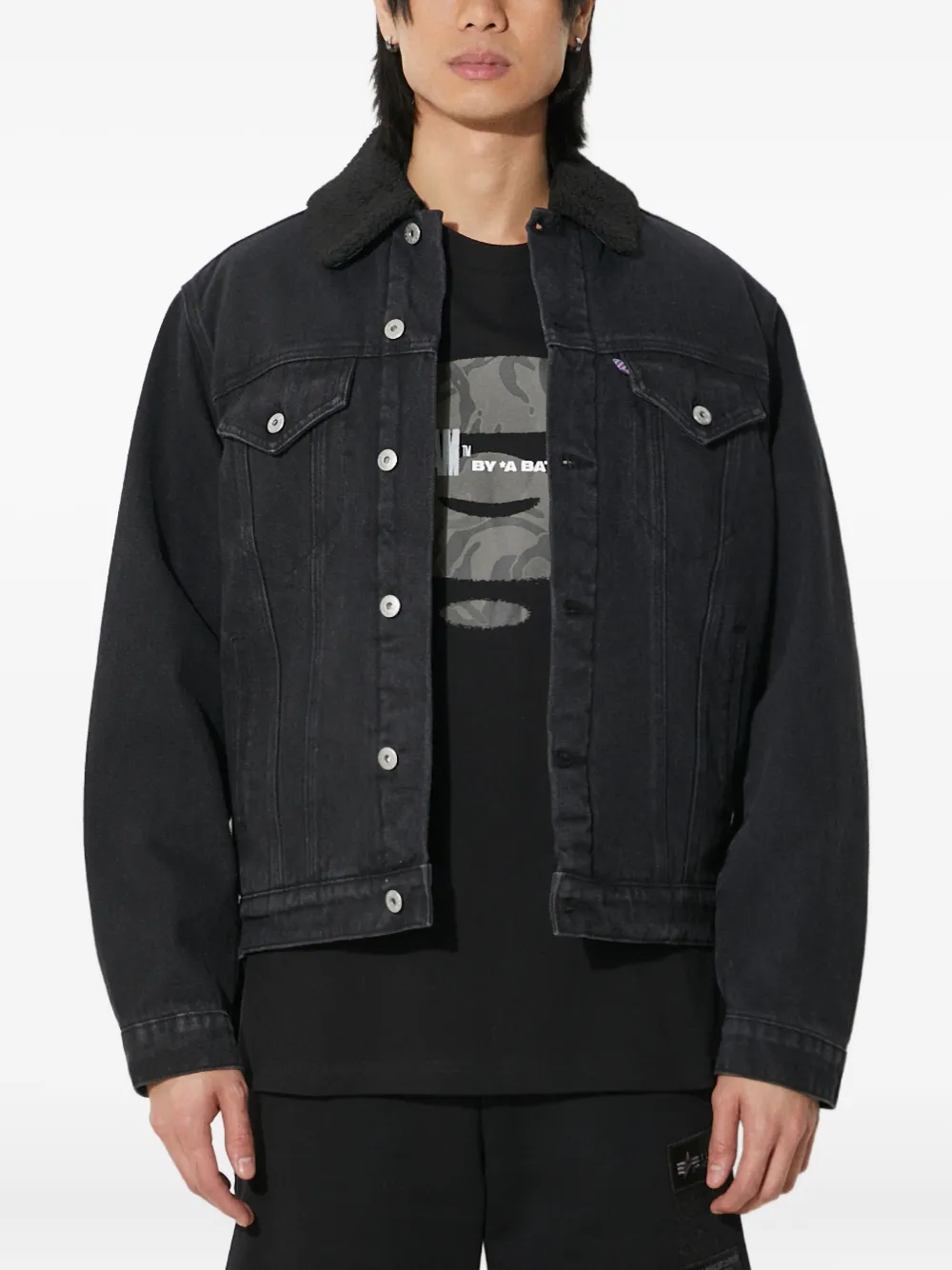 sherpa-collar denim jacket